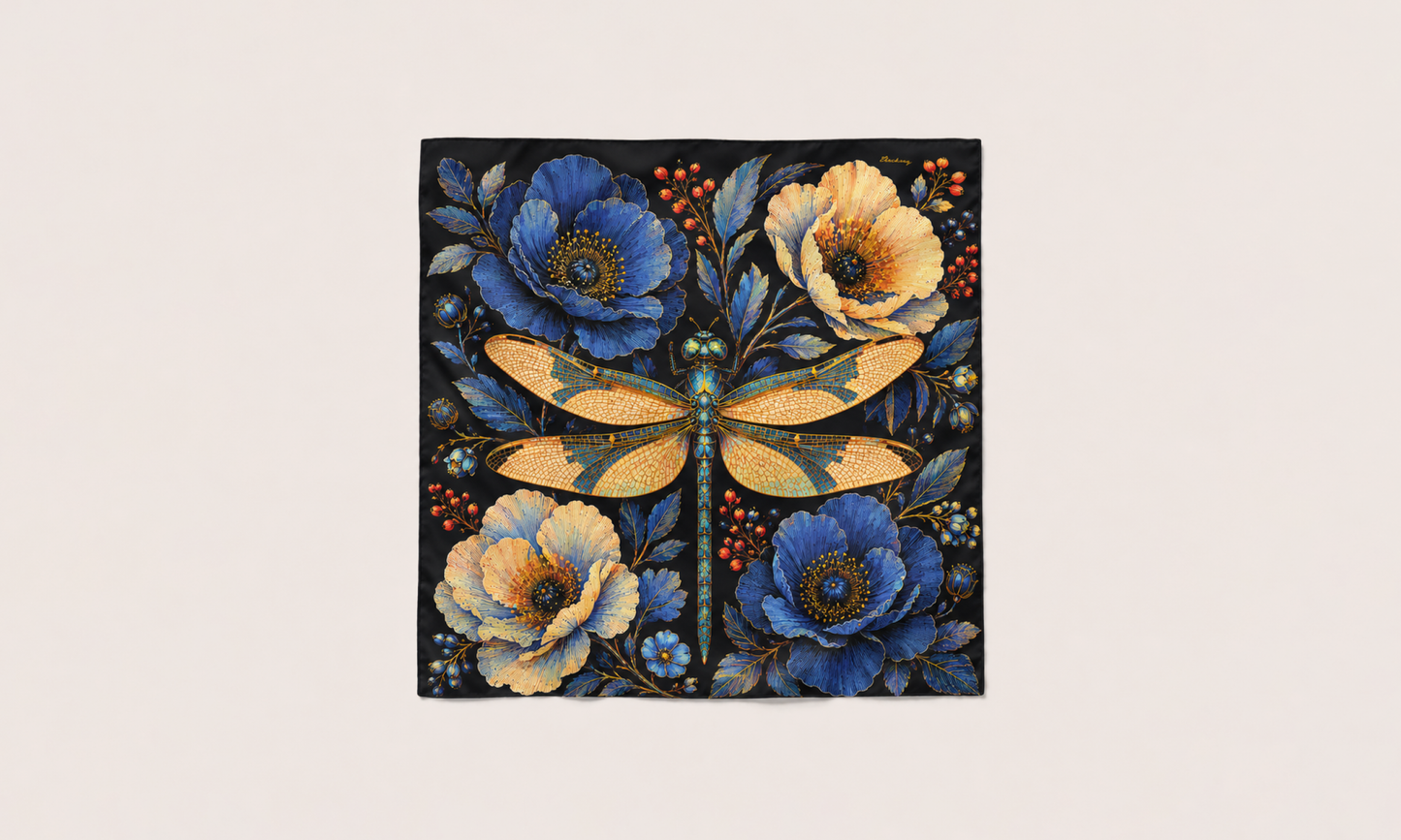 The Dragonflies at the Lake Silk Scarf