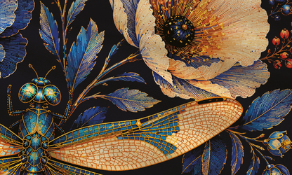 The Dragonflies at the Lake Silk Scarf artwork by Thackray of England.