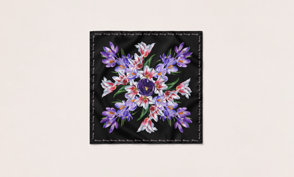 The Garden After Dark Silk Scarf in limited-edition mulberry silk twill by Thackray of England.