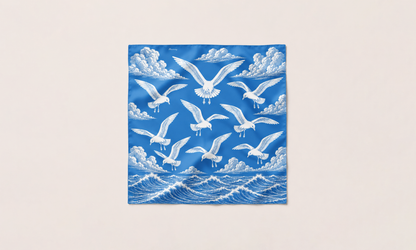 The Gulls Silk Scarf in limited-edition mulberry silk twill by Thackray of England.