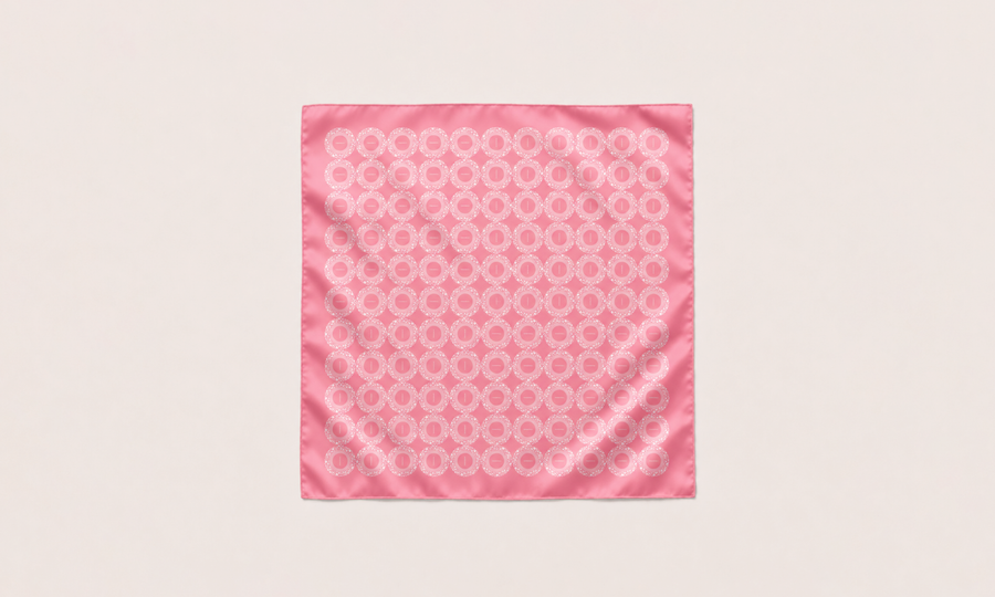 The Powder Pink Jewellery Box Silk Scarf in limited-edition mulberry silk twill by Thackray of England.