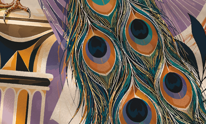The Peacock Before the Cove Silk Scarf artwork by Thackray of England.